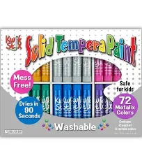 Kwik Stix Solid Tempera Paint Sticks, 72 Metallic Colors, Washable Paint Sticks for Kids, Super Quick Drying, Non-Toxic, Allergen Free, Paint Sticks Class Pack in Metallic Colors, Paint for Kids and Toddlers