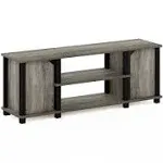 Furinno Brahms TV Stand with Shelves and Storage - French Oak/Black