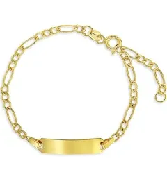 14k Yellow Gold Unisex Adjustable ID Bracelet Engravable Identification Tag 4.5&#034;