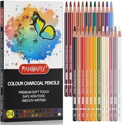 PANDAFLY Professional Colored Charcoal Pencils Drawing Set Skin Tone Colored Pencils