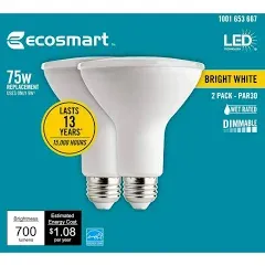 Ecosmart 75-Watt Equivalent PAR30 Dimmable Energy Star Flood LED Light Bulb Bright White