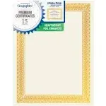 Geographics Gold Foil Certificate, Hvy-Wt, 15/PK, Gold (GEO47829)