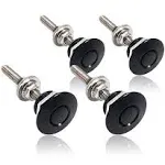 Gangmu Tec Pack of 4 Universal Aluminum Vehicle Hood Pins - License Plate Lock Clip, Push Button Bonnet, Quick Release Lock Latch Bumper, Diameter 1.25 inch (Black, Pack of 4)