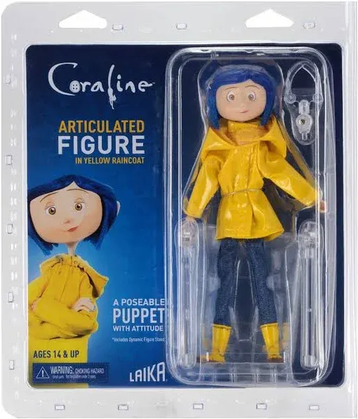 Coraline Fashion Doll, 7-inch Coraline Bendy Doll in Rain Coat Action Figure