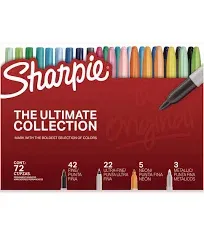 Sharpie Permanent Markers Ultimate Collection, Fine and Ultra Fine Points, Assorted Colors, 72 Count - 4 Pack