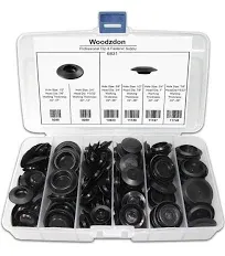 Woodzdon 141 Pcs Plugs in Box Auto Body Black Plastic Hole Plug Button and Flush Mount Sheet