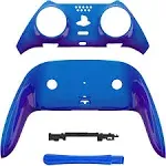 eXtremeRate Top Bottom Decorative Trim Shell Compatible with ps5 Edge Controller DIY Replacement Front Back Clip Shell, Custom Chameleon Purple Blue Plates Cover Compatible with ps5 Edge Controller