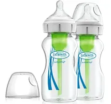 Dr. Brown's Options+ Wide-Neck Glass Baby Bottle, 9 Ounce, 2-Pack