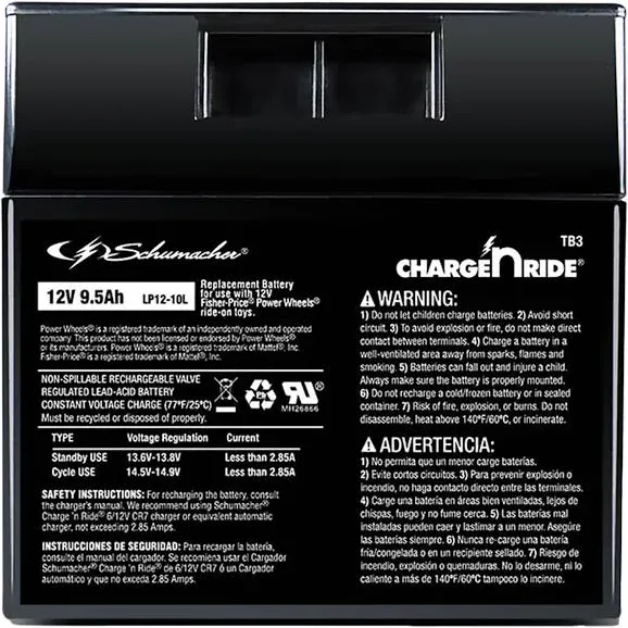 Schumacher Charge N Ride TB3 12v Battery 9.5 Ah