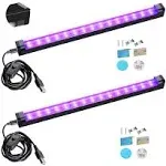 Black Light Bar 10W 1Ft LED Blacklight, Magnetic, 2 Pack, for Party UV Lighting