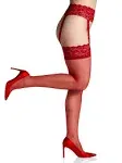 Berkshire Lace Garter Hose, Red Lacquer (4909) Q2