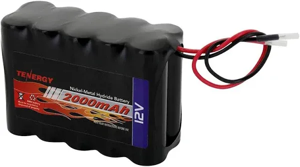 Tenergy 12V 2000mAh NiMH Battery Pack w/ Bare Leads DIY Rechargeable RC Battery