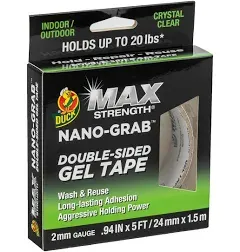 MAX Strength Nano-Grab Double-Sided Gel Tape, 0.94&#034; x 5 ft, Clear