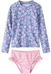 Toddler and Little Girls Rash Guard Sets with Bikini Bottoms Swimwear 3-6 months