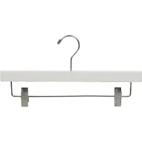 International Hanger Wooden Bottom Hanger Clip White Finish with Chrome Hardware