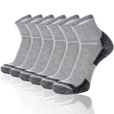 Men's Athletic Ankle Quarter Socks Men Comfort Cushion Moisture Wicking Work Sock 6 Pack