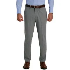 J.M. Haggar Men's Slim Fit Flat Front Super Flex Waistband Stretch Dress Pant, Brown, 32W x 29L