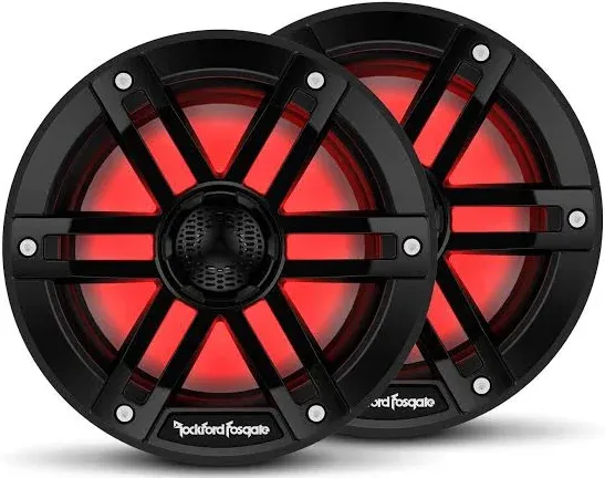 NEW Rockford Fosgate M1-65B 6-1/2&#034; 2-Way Marine Coaxial Speakers RGB LED Black