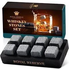 Whiskey Stones Gift Set by – Artisan Crafted Reusable Chilling Rocks for Scot...