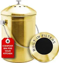 Countertop Compost Bin Kitchen | 1.3 Gallon | Odorless Composting Bin with Carbo