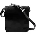 Time Resistance Small Leather Messenger Bag - On The Road, Black