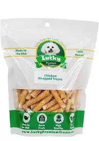 Lucky Premium Treats Chicken Wrapped Rawhide Chews for Toy and Lap Dogs