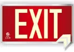 Photoluminescent Exit Sign Red - Framed Flat Wall Mount. UL 924 Code Approved/IBC/NFPA 101/Item: FRUL-050-R