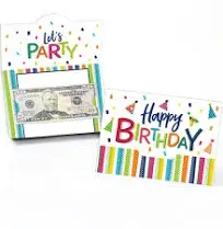 Big Dot of Happiness Cheerful Happy Birthday - Colorful Birthday Party Money and Gift Card Holders - Set of 8