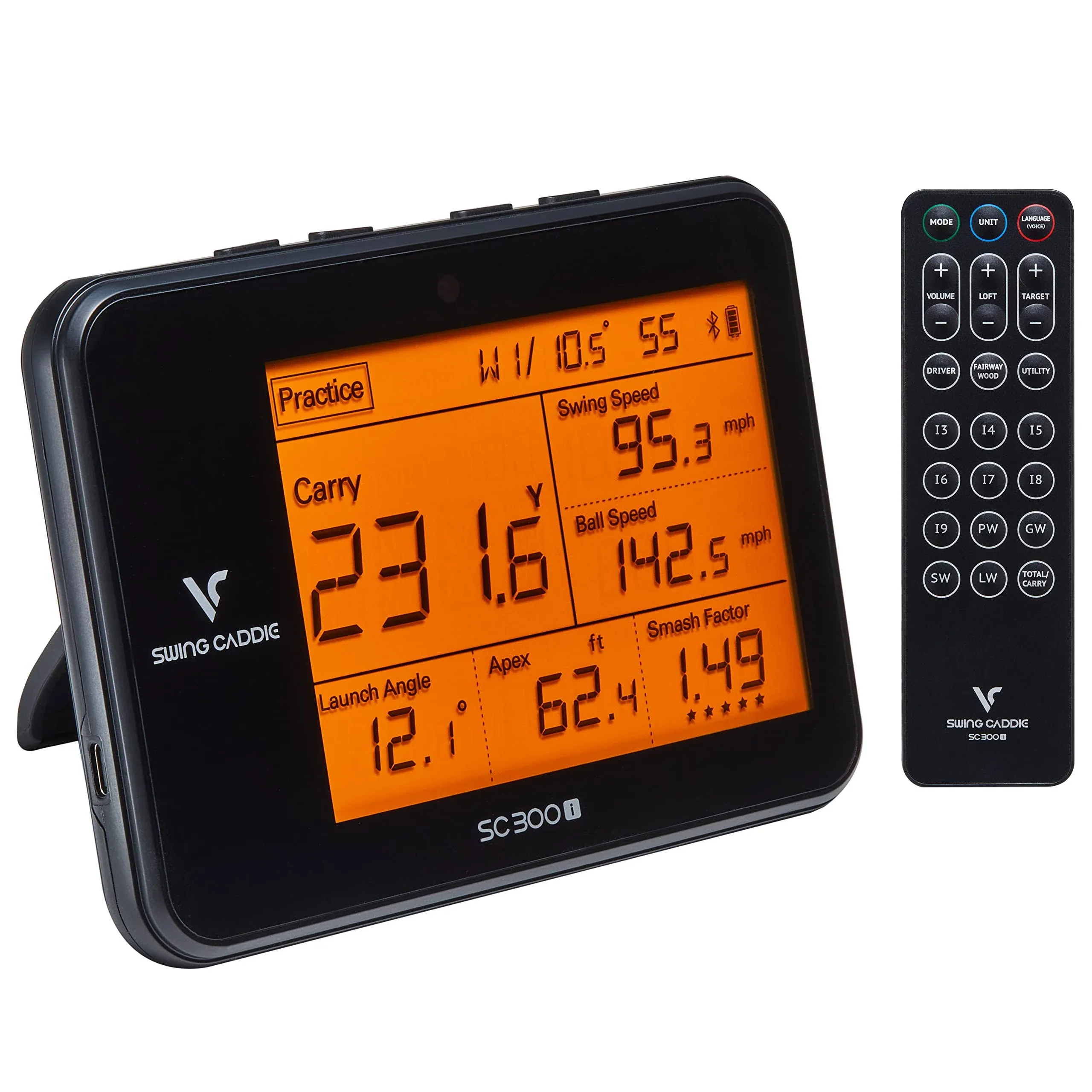 SC300i Swing Caddie Portable Golf Launch Monitor with Real Time Shot Data Tracking - Black