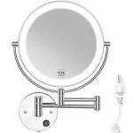 9&quot; Led Wall Mounted Extendable Double Sided Lighted 10x Magnifying Makeup Vanity Mirror Powered By Plug - Buy Hinged Vanity Mirror Wall Mounted\r360 Degree Swivel Rotation Mirror\rmakeup Mirror With Led Light Product on Alibaba.com