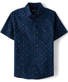 The Children's Place Boys' Short Sleeve Poplin Button Down Shirt