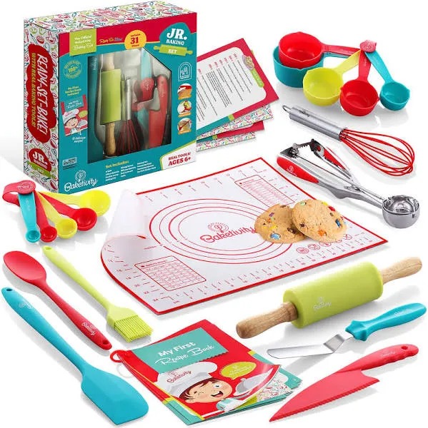 31 Pcs Kids Cooking &amp; Baking Set with Kids Knife &amp; Real Cooking Utensils - Kid S