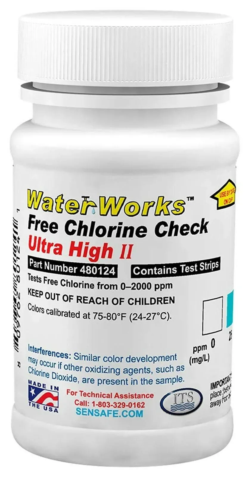 Waterworks Free Chlorine Check Ultra High II Test Strip (480124)