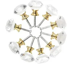 Unique Bargains PiccoCasa Diamond Shaped Crystal Glass Drawer Handle Cabinet Knobs 1.18inch