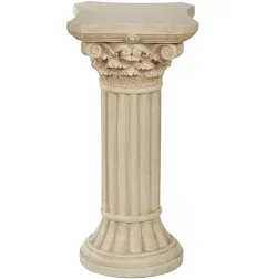 Corinthian Column Pedestal - Ivory Wash - Roman Style - Indoor/Outdoor Display -