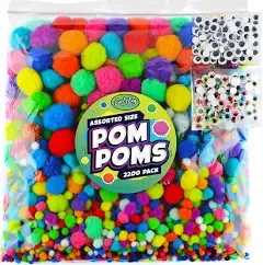 2200 Pieces - Pom Poms Balls for Craft Supplies - Large and Small Assorted Co...