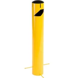 NEW Global 42&#034; x 5-1/2&#034; Steel Bollard W/ Removable Plastic Cap  Chain Slots