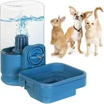 Vannon Small Animal Filter Water Dispenser for Crate, 26oz Water Bottle for Cage, BPA Free and Anti-Overeflow Small Pet Water Bowl for Small Dogs, Cats and Rabbits, Blue