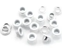 CRAFTMEMORE 100pack 3/16" ID Colored Eyelets Grommets with Washers 5mm Aluminium Eyelet for DIY Craft, Shoes, Bead Cores, Clothes, Leather, Canvas (White)