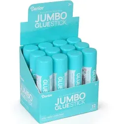 Darice 12 Jumbo Glue Sticks, 1.4 Oz All Purpose Stick Glue, Strong Hold, Easy Stick, Quick Drying, Non-Toxic, Scrapbooking Supplies for Home, School and Office