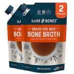 Bare Bones Beef Bone Broth for Cooking and Sipping, 16 oz, Pack of 2, 100% Grass-Fed, Protein and Collagen Rich, Keto Friendly