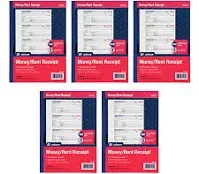 Adams Money and Rent Receipt Books, 3-Part Carbonless, 7-5/8&#034; X 10-7/8&#034;, Bound