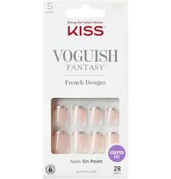 KISS Voguish Fantasy Press On Nails, Nail glue included, 'Charmante', Multicolor, Medium Size, Almond Shape, Includes 28 Nails, 2g glue, 1 Manicure Stick, 1 Mini File