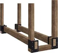 4 Pack Firewood Log Storage Rack Bracket,Indoor Outdoor Adjustable Heavy Duty Po