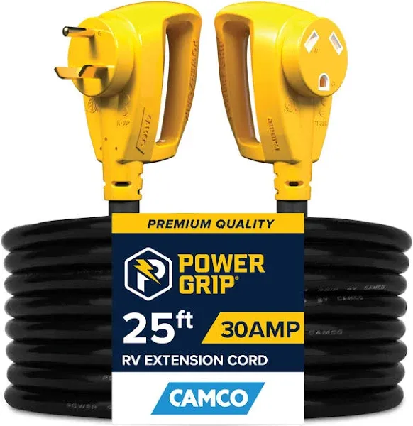 Camco 30M/30F Amp 25Ft Powergrip Extcord 125V/3750W 10 Ga, Ccsaus