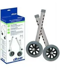 Drive Medical Deluxe Extended Height 5" Walker Wheels and Legs Combo Pack, Gray, 5"