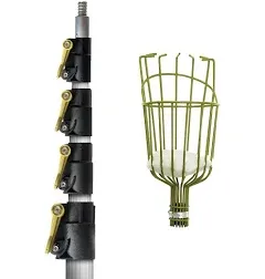 DOCAZOO Docapole Fruit Picker Basket w/ 6-24 ft Telescopic Extension Pole