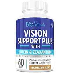 Bio Naturals Eye Vitamin Supplement with Lutein, Zeaxanthin, Lycopene, Bilberry, Quercetin & More - All Natural Proprietary Blend Supports Vision & Macular Health - 60 Veggie Capsules