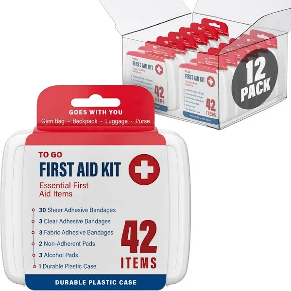 Decorrack 500 Piece First Aid Kit, 12 Individual Boxes of 42 Items Each, First Aid Kit for Car, Home, School, Office, Minor Cuts, Scrapes, Travel, Spo