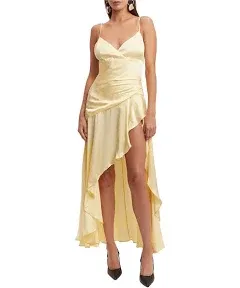 Shop Bardot Sorella Ruffle Cocktail Midi Dress In Canary Yellow